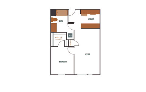 a floor plan of a apartment with a bedroom and a living room